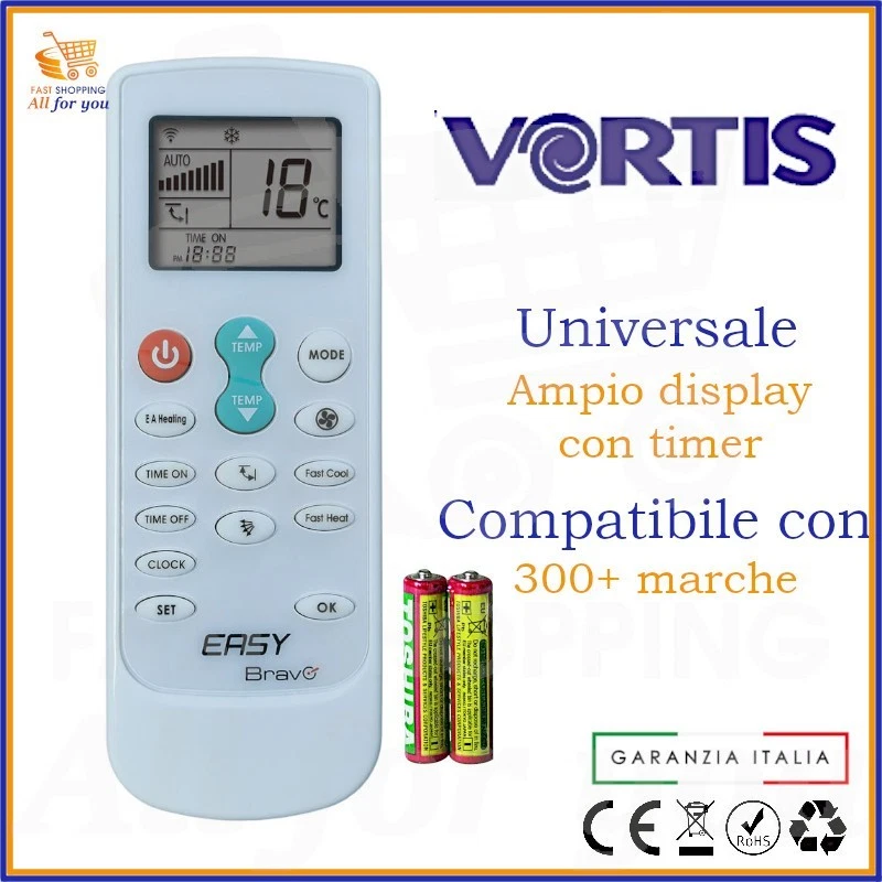 Telecomando universale condizionatore per Vortis climatizzatore bravo clima - Imagen 1 de 1