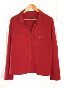 J JILL Women's Wearever Collection Rust Orange Button Up Shacket Top Sz XL Tall - Picture 1 of 8