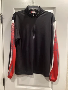 Spyder Herren L schwarz rot 1/4 Zip Pullover Sweatshirt Vintage Y2K Webärmel - Bild 1 von 10