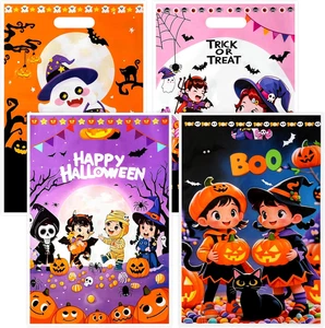 Halloween Leckerlibeutel, 60 Stück große Halloween Kunststoff Goodie Bags mit Henkel, Tr - Bild 1 von 7