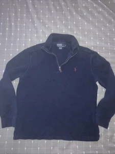 Polo Ralph Lauren Uomo Cotone Quarto Zip Pullover Blu Navy Maglione Medium - Foto 1 di 5