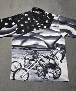 Dragonfly Shirt Men's L Easy Rider Peter Fonda Motorcycle Stars Stripes USA Y2K - Picture 1 of 8