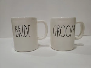 Rae Dunn Artisan Collection Bride and Groom Ceramic Mug Set Coffee Tea - Picture 1 of 4