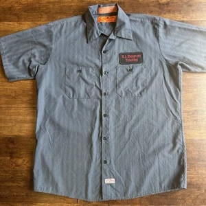 Red Kap R. I. Dempsey Trucking Button Down Work Shirt Size Large Gray Patch - Picture 1 of 11