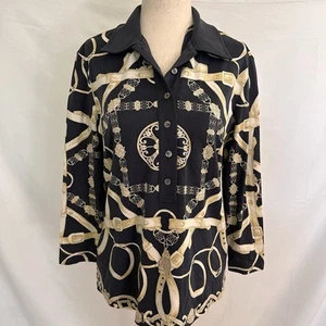 J. McLaughlin Damen Catalina Stoff Top M Reitsport Gold Popover Poloshirt - Bild 1 von 8