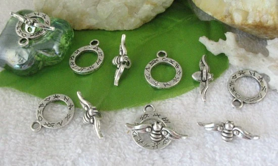 30 sets Tibetan silver bee toggle clasps FC10825 - Image 1 of 1