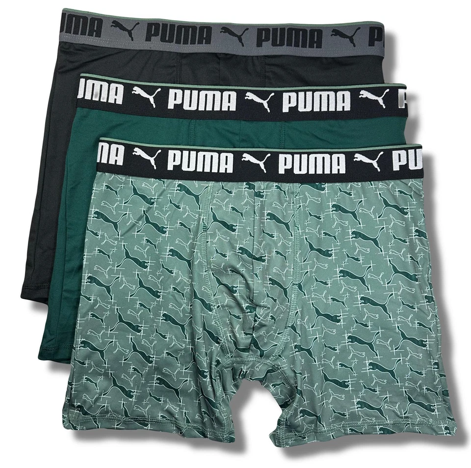 PACK DE 3 PUMA HOMBRE - PHG 243 256 LOGO SH VERDE - GRANDE - ROPA INTERIOR X3 CALZONCILLOS BOXER Foto 1 de 1