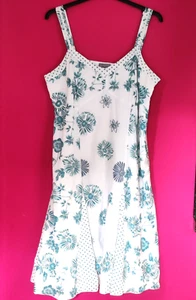 “PER UNA” GORGEOUS WHITE FLORAL & SPOTTED COTTON MIDI DRESS - SIZE 20 - Picture 1 of 14