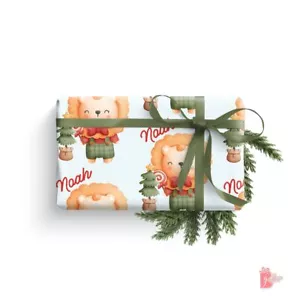 Gift Wrapping Paper Roll Custom Name Personalized Christmas Lion Gift Wrap - Picture 1 of 3