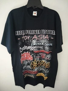VINTAGE METAL FOREVER FESTIVAL FOR ASIA BLACK T-SHIRT SAXON METAL CHURCH PRIMAL - Picture 1 of 4