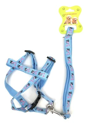 Dog Harness and Leash Blue Adjustable 'Cow Theme' For Medium Size Dogs - Image 1 of 4
