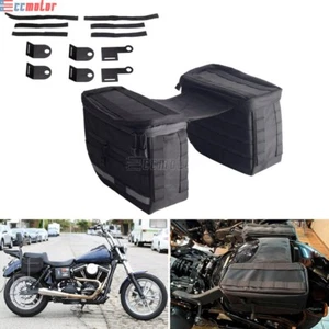 Pair Saddlebags Luggage Side Bag For Harley Dyna Softail Sportster Custom XL1200 - Picture 1 of 12