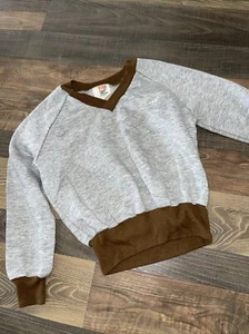 Vintage LEVI'S V-neck Gray And Brown Pullover Sweater Top Kids - Picture 1 of 9