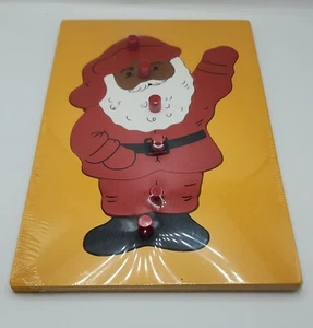 Vintage 1993 The Puzzle People Brown Santa Wooden Peg Puzzle Christmas #3 - Picture 1 of 8
