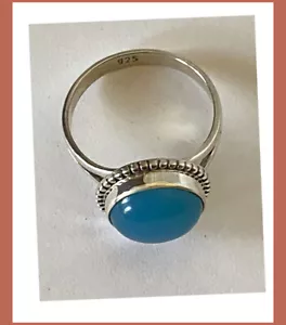 Anillo de plata esterlina de calcedonia natural hecho a mano hecho a mano de la India - Imagen 1 de 5