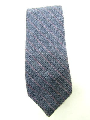 VTG Yves Saint Laurent Neck Wear Necktie Tie Striped Wool Blend Monogram Logo - Image 1 of 4