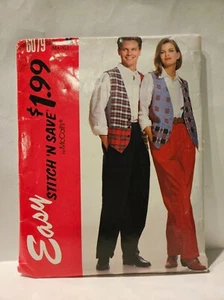 McCall's Stitch 'N Save Size M-XL Unisex Vest & Pants Uncut 1992 - Picture 1 of 2