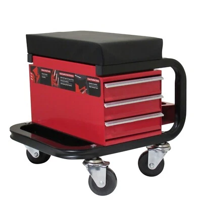 Mechanic Creeper Seat Workshop Trolley With Drawers (Padded Garage Work Stool) - Image 1 of 4