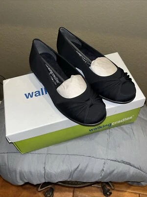 Cunas para caminar para mujer de ballet de otoño planas de tela negra talla 6 W nuevas en caja Foto 1 de 4