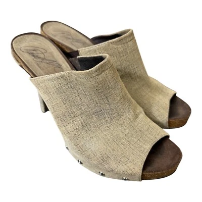 Donald J Tacón Pliner Mules Talla 7.5 Ginet Metálico Tachonado Punta abierta Foto 1 de 4