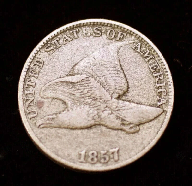 Centavo de águila voladora 1857 anverso troquel chocado con 50c FS-003 Snow-9 envío gratuito Foto 1 de 3