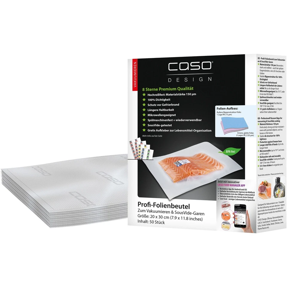 Caso Folienbeutel 50 Stück Zubehör für Vakuumiergeräte NEU