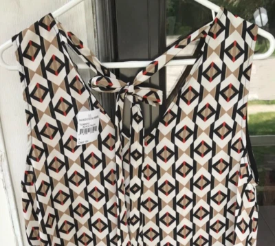 West Kei L Black Taupe Sleeveless Tieback Top Blouse Nordstrom Rack $198 New B - Image 1 of 4