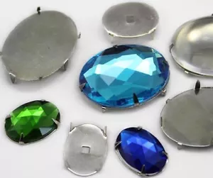 Impostazioni Tiffany OVALI 25X18MM - 16 pezzi - argento - Foto 1 di 1