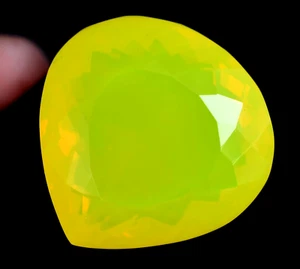65.40 Ct Natural NEON Yellow Opal Certified Flawless Unheated Loose Gemstone - Picture 1 of 7