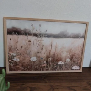 16x24 Framed Wildflower Canvas Print Landscape Boho Farmhouse Country Decor - Picture 1 of 22
