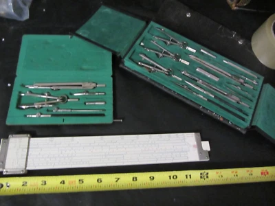 antique drafting drawing Ecobra & Tower set POST slide rule lot cases are worn - Image 1 of 4