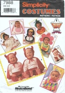 Simplicity No Sew Infant Costume Pattern 7988 Bibs Hats Devil Angel Santa Bunny - Picture 1 of 2