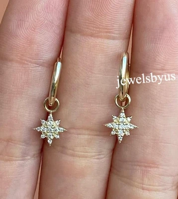 Pendiente para mujer Star Drop-Dangle certificado diamante cultivado en laboratorio en plata 925 real Foto 1 de 4