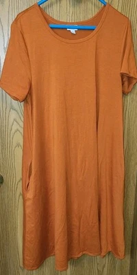 Lularoe Jessie удобный X большой короткое платье сожжен оранжевый карман с коротким рукавом - Изображение 1 из 4