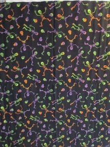 1 Fat Quarter New Cotton Fabric Colorful Rainbow Skeletons Halloween - Picture 1 of 3