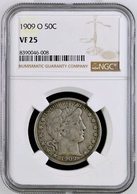 1909-O 50c Barber Silver Half Dollar NGC VF25 - Image 1 of 2
