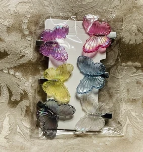 Colorful Mix Butterfly Hair Clip Barrette Set Of 6 Festival Boho Hair Jewelry - Picture 1 of 5