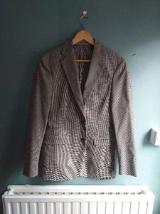 Charles Tyrwhitt Mens Beige Black Check Blazer Slim Fit 38R - Picture 1 of 6