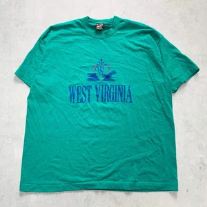 Vintage T Shirt Mens XXL Teal Green Single Stitch Graphic Print 90s USA Tourist - Picture 1 of 6