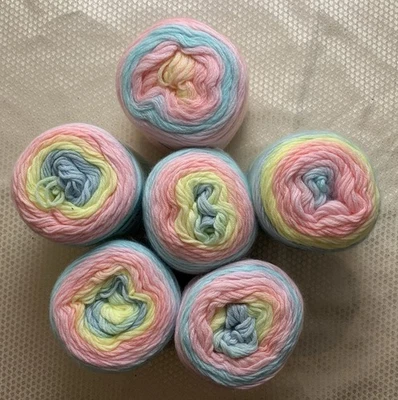 Silky Soft Gradient Ombre Cake Yarn RAINBOW 6x 100g 280m Cotton Acrylic Wool - Image 1 of 4
