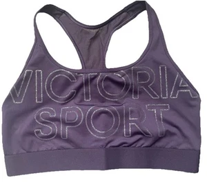 Sujetador deportivo Victoria's Secret inalámbrico espalda cruzada talla grande púrpura transparente espalda brillo - Imagen 1 de 5