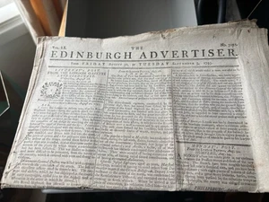 1793 Edinburgh Advertiser Original Newspaper Scottish Interest Antique 9v - Picture 1 of 5