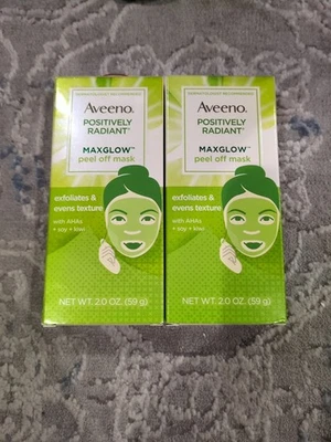 2xAveeno Positively Radiant MAXGLOW Peel Off Mask Exfoliates & Evens Texture 2oz - Image 1 of 4