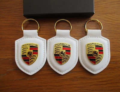 NUEVO Llavero de cuero Porsche llavero escudo blanco - genuino WAP0500950E Foto 1 de 4