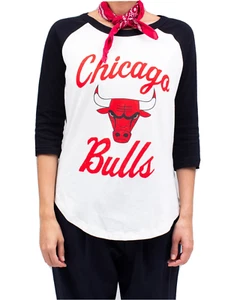 Junk Food Womens NBA Chicago Bulls Basketball 3/4 Sleeve Raglan Shirt New XS-2XL - Picture 1 of 7