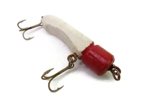 Vintage Homemade Primitive Wooden Red & White Fishing Lure FL24 - Picture 1 of 5