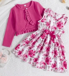 Wunderschönes Mädchenkleid mit Bolero – Blumenzauber in Rosa, Gr.110/116 - Bild 1 von 6