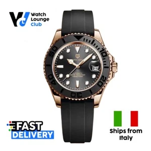 ⚫️ - Orologio Pagani Design PD 1651 Uomo Automatico NH35 Subacqueo Gomma Nero