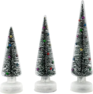 Set of 3 (14”, 12”, 10”) Clear Glass Light-Up Decorative Tabletop Christmas Tree - Picture 1 of 4