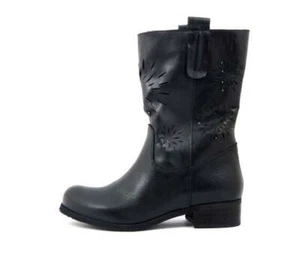 Stivali Donna Estivi 38 Traforati in Pelle Nero Neri Tacco Basso Made in Italy - Foto 1 di 5